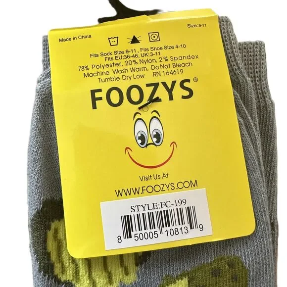 NWT Foozys Grey Pickle Crew Socks Women's One Size - Picture 3 of 3